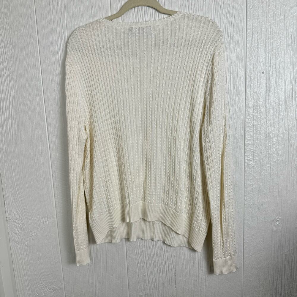 Lauren Ralph Lauren Mascarpone Cream Slim Cable-Knit Black Label Sweater Size XL - Picture 6 of 11